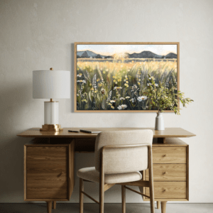Sun Setting on a Field with Wild Meadow Flowers